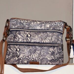Sakroots Black and White Floral Crossbody Bag
